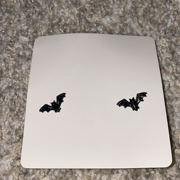 Black Ceramic Bat Stud Earrings - Picture 6 of 8